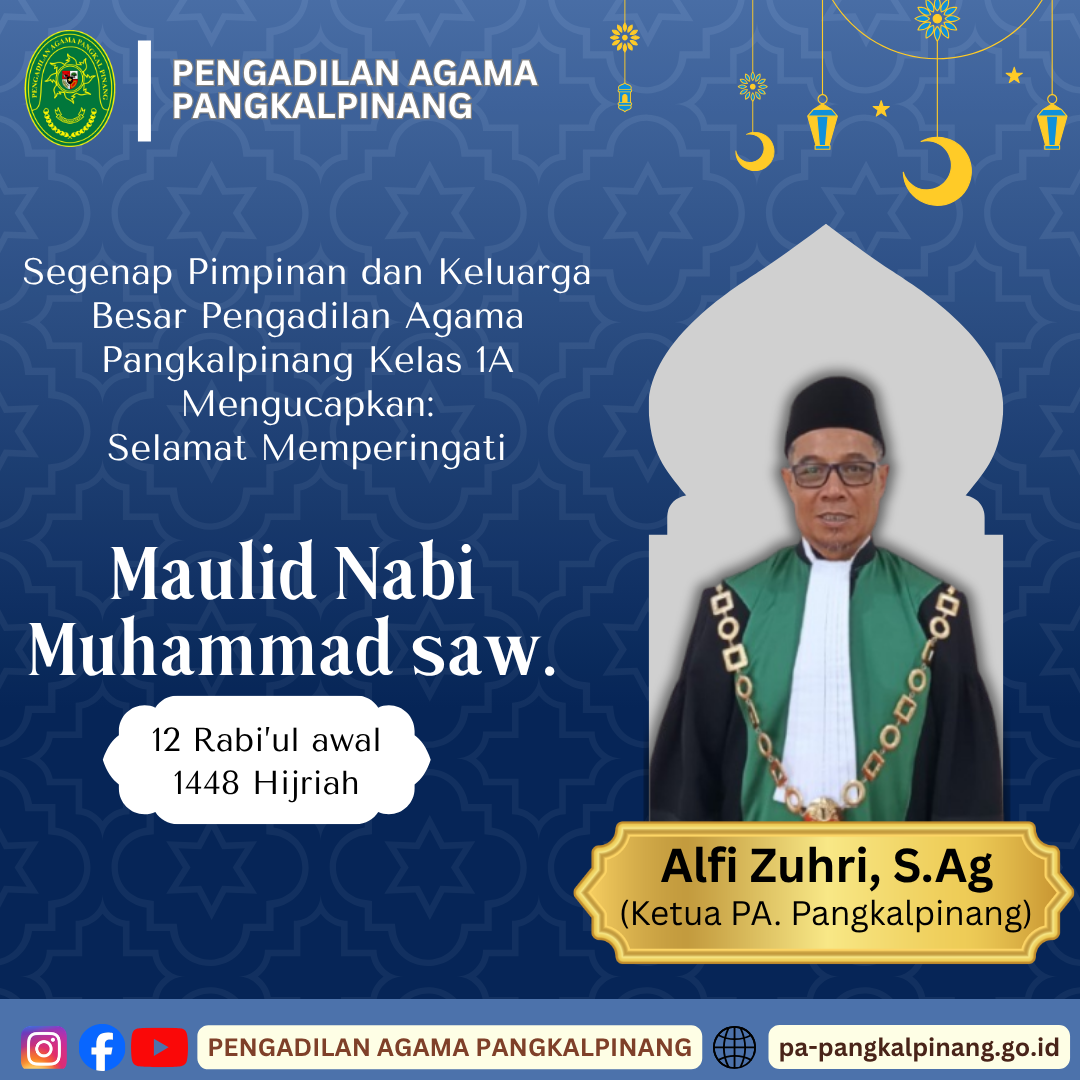 Konten Instagram Twibbon Maulid Nabi Ornamental Biru Kuning Putih